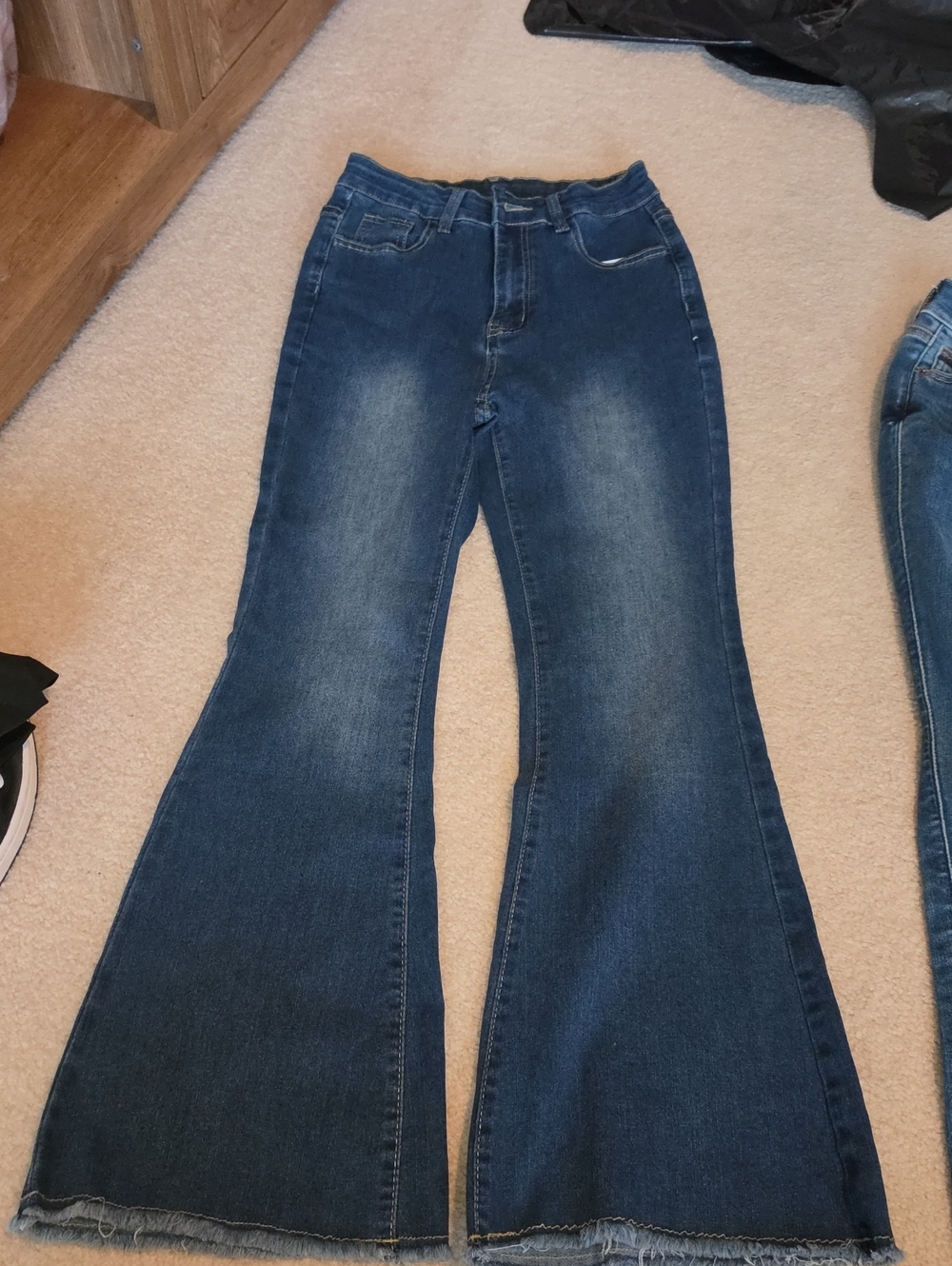 Women's Dark Blue Flared Jeans - Classic High-Rise Style